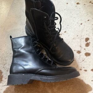 Black Lace-Up Combat Boots